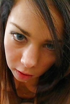 Cute teen brunette gets it hard from behind